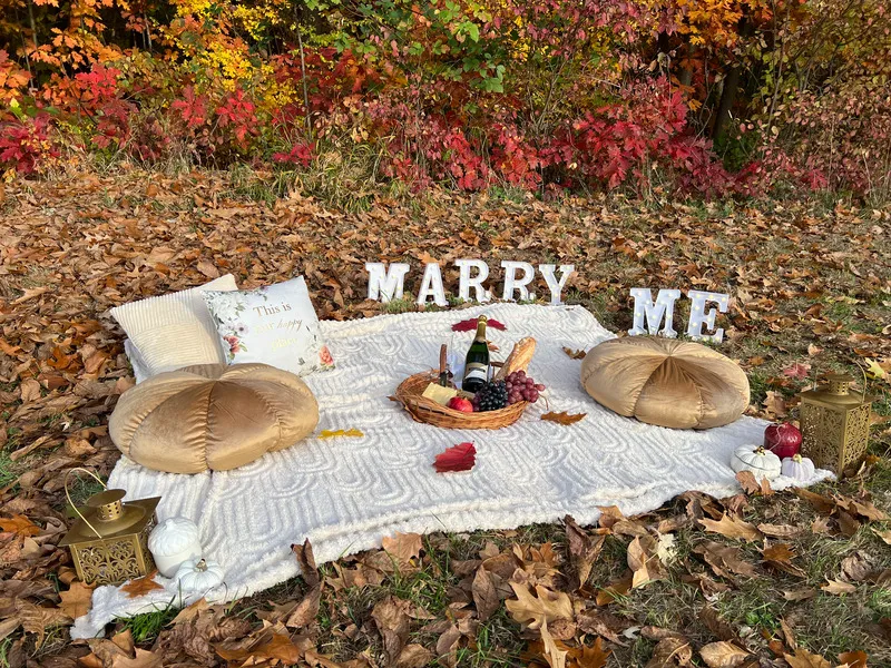 Piknik lánykérés dekoráció